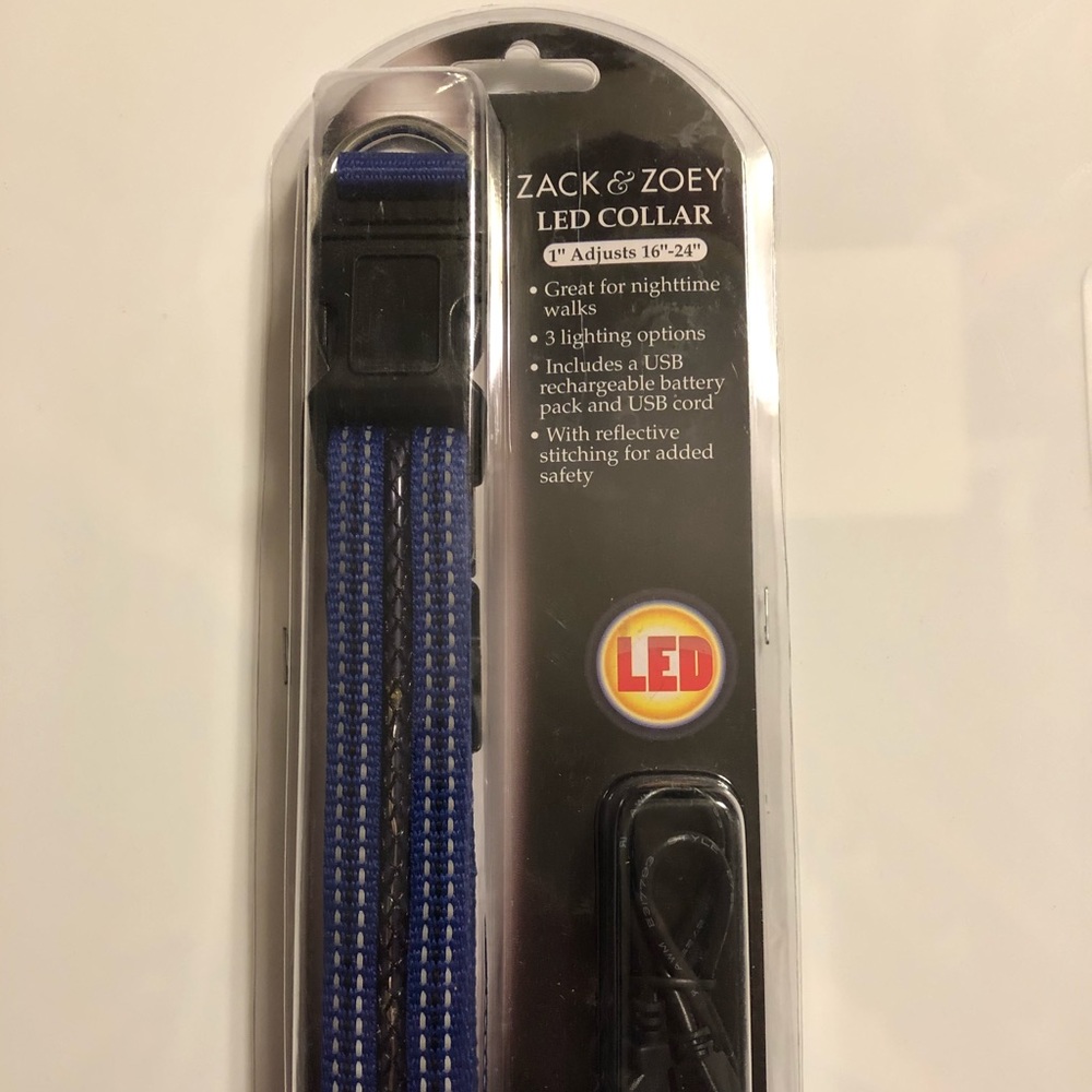 Zack & Zoey Fluorescent LED Dog Collar Blue